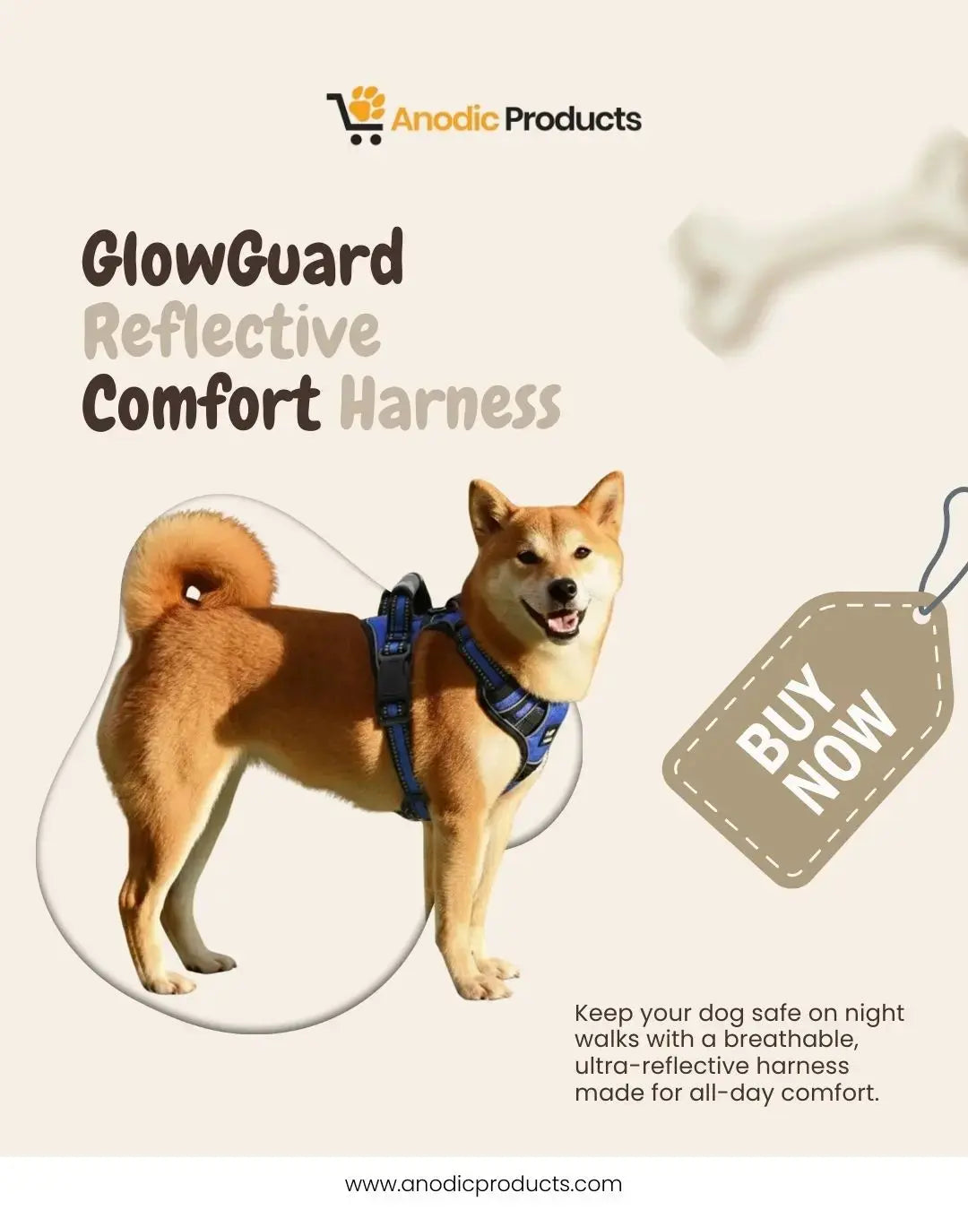 GlowGuard Reflective Comfort Harness – Safe & Comfortable Dog Walks