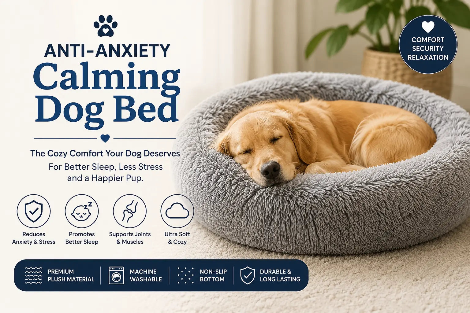 Anti Anxiety Calming Dog Bed | Ultimate Comfort & Stress Relief for Dogs