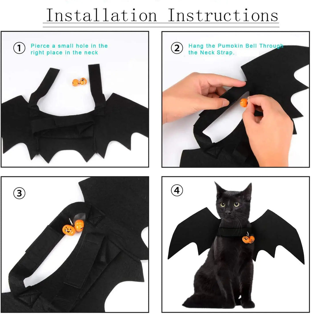 adjustable bat wings for pets with velcro – easy Halloween outfit
