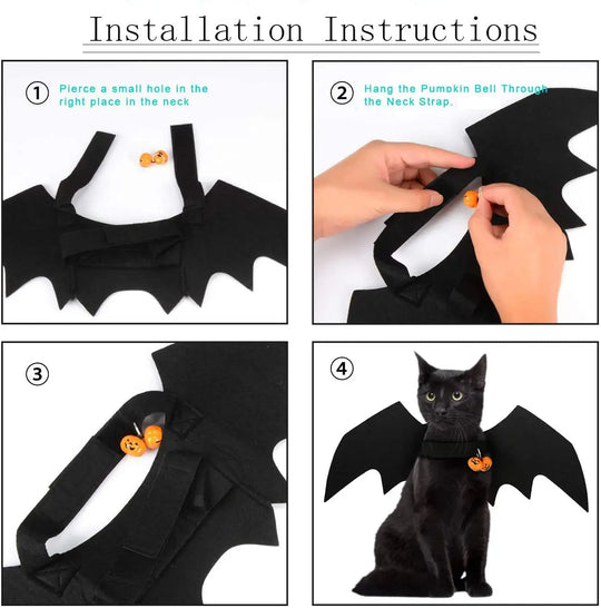 adjustable bat wings for pets with velcro – easy Halloween outfit
