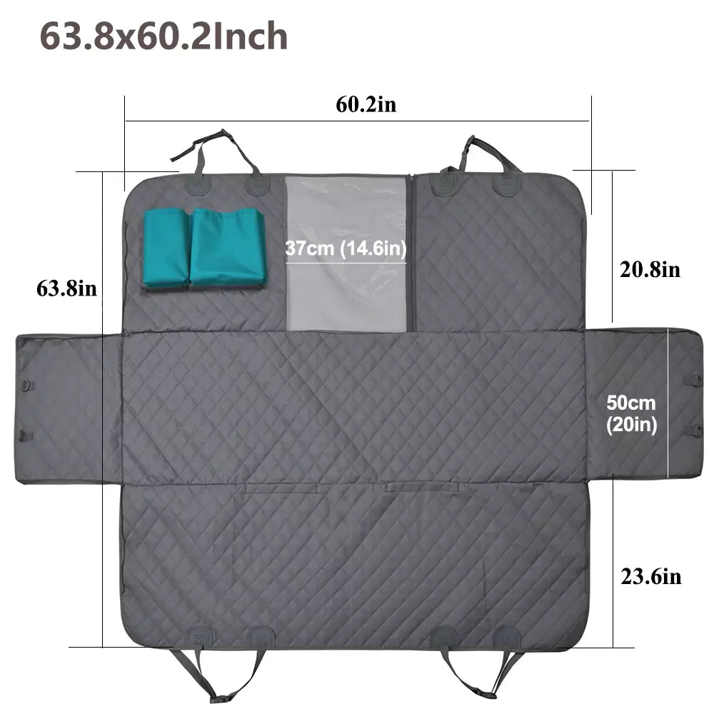 best black dog car seat hammock, 63.9" x 60.2", for fur and scratch protection