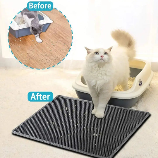 Non-slip cat litter mat to catch stray litter.