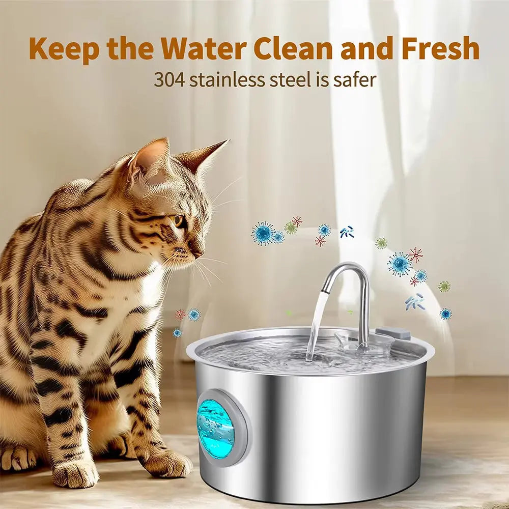 Stainless steel pet water fountain with advanced filtration for providing cleaner and fresher water