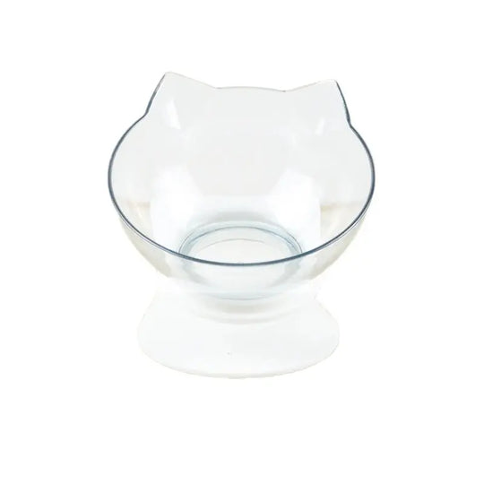 Transparent cat bowls on elevated stand