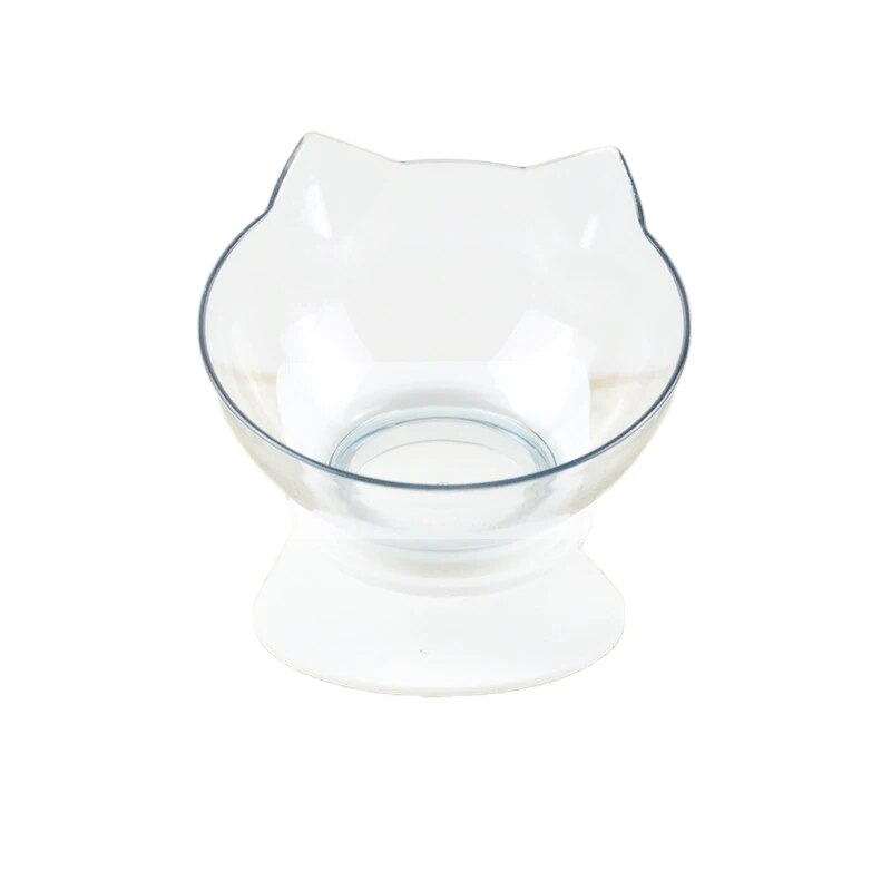 Transparent cat bowls on elevated stand
