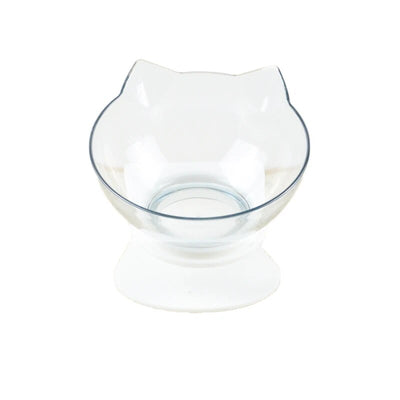 Transparent cat bowls on elevated stand