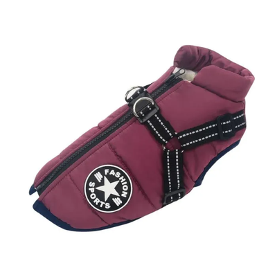 top purple waterproof dog jacket for cold, rainy days