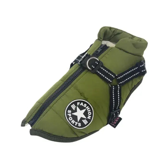 army green waterproof jacket for adventurous dogs