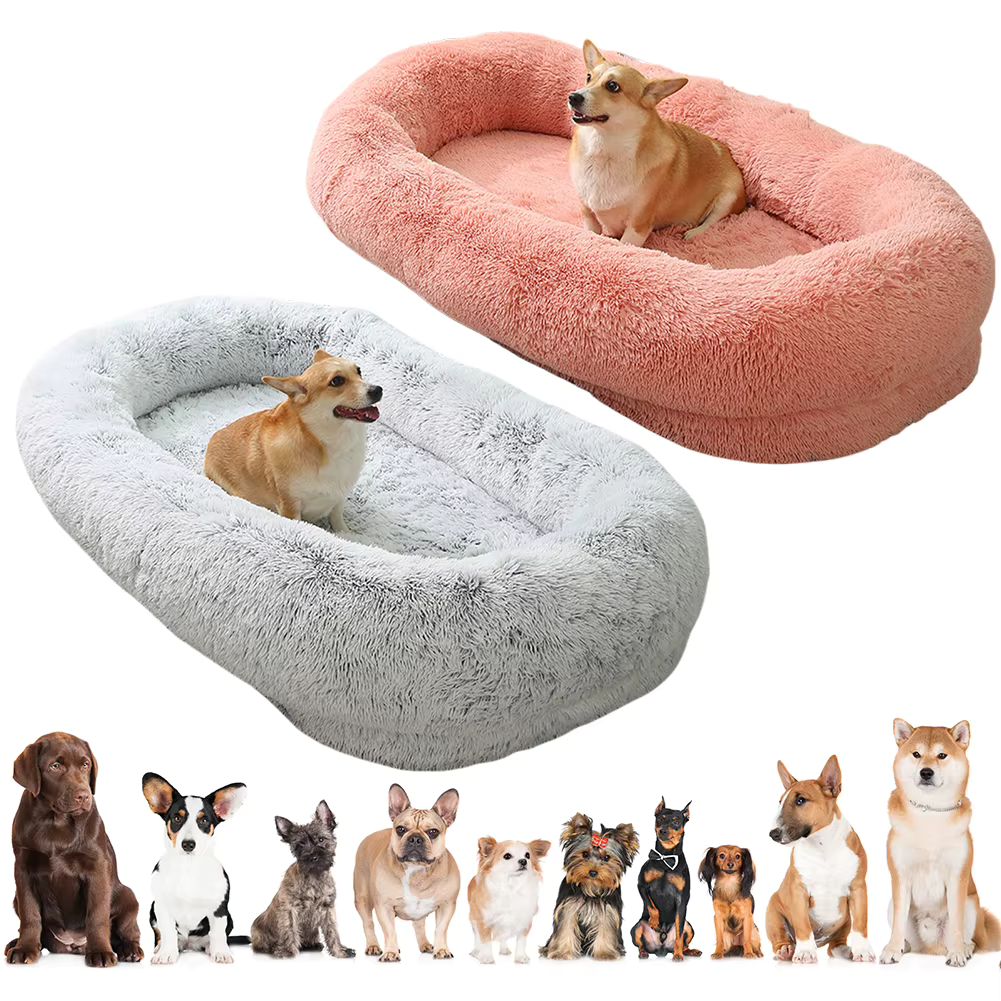 Cozy pet bed for humans and dogs to lounge together, bed for my dogs, best bed for my dogs







