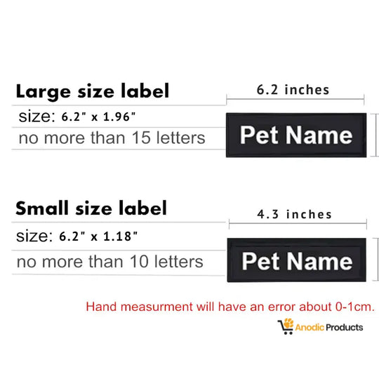 Name patch with Velcro in small and large sizes