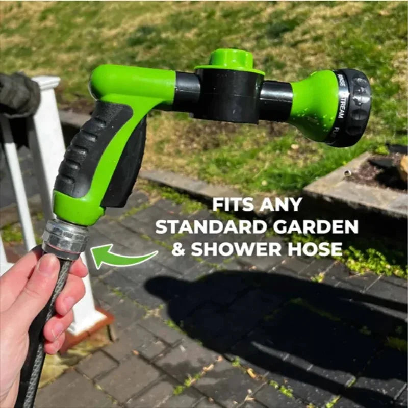 Bath spray attachment for dogs, fits most hoses and faucets.