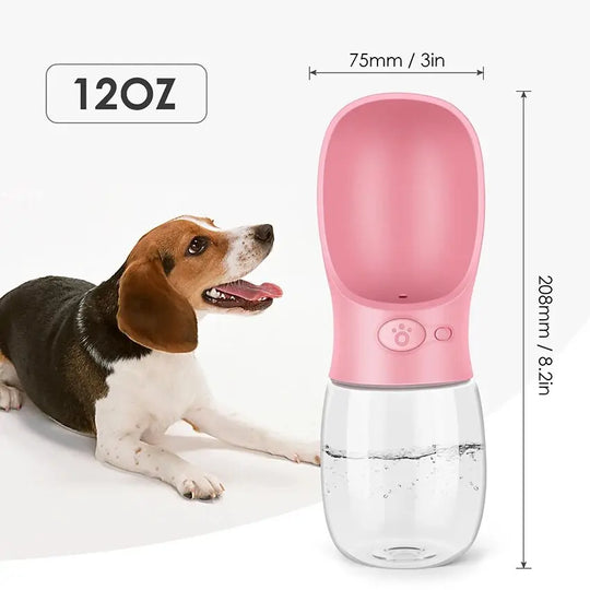 Pink refreshment bottle for dog on the go