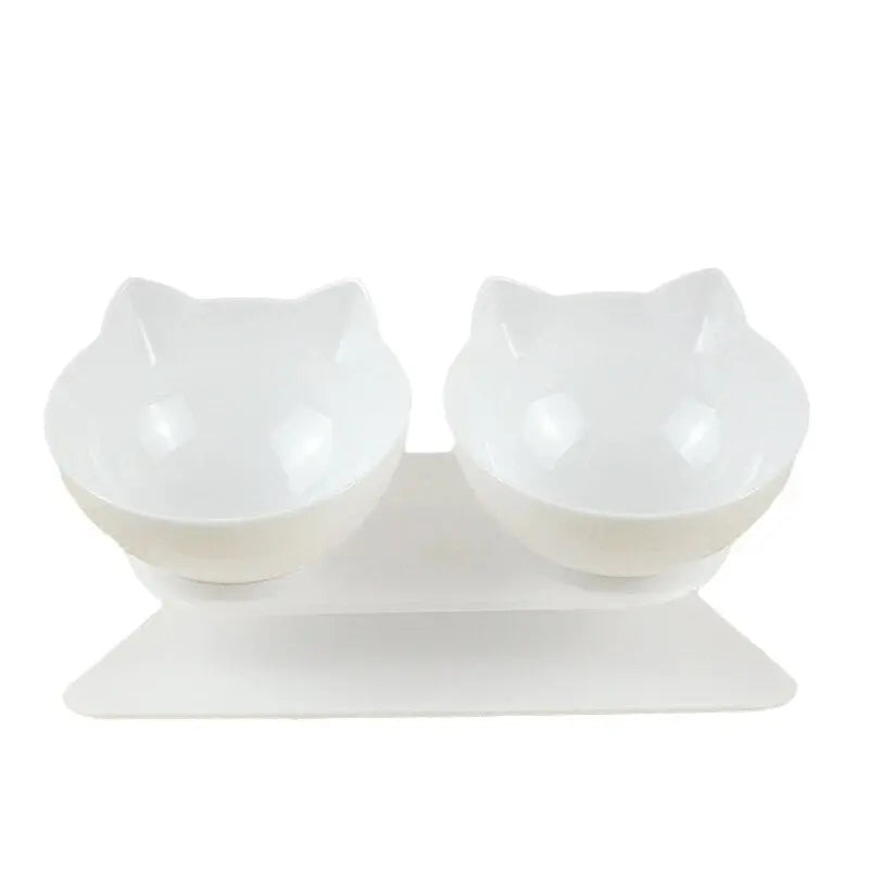 Double feeding bowl for cats with stable stand