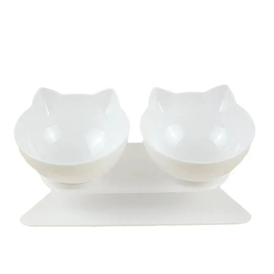 Double feeding bowl for cats with stable stand