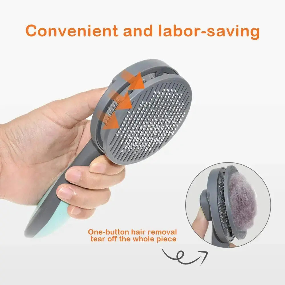 Self-cleaning comb for removing loose fur