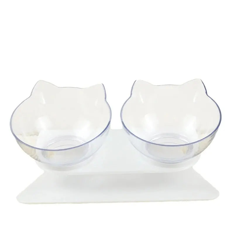 Raised cat bowls with stand for easy eating