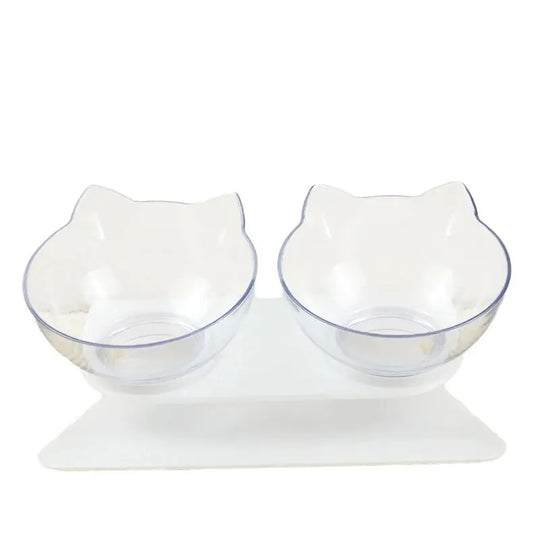 Raised cat bowls with stand for easy eating