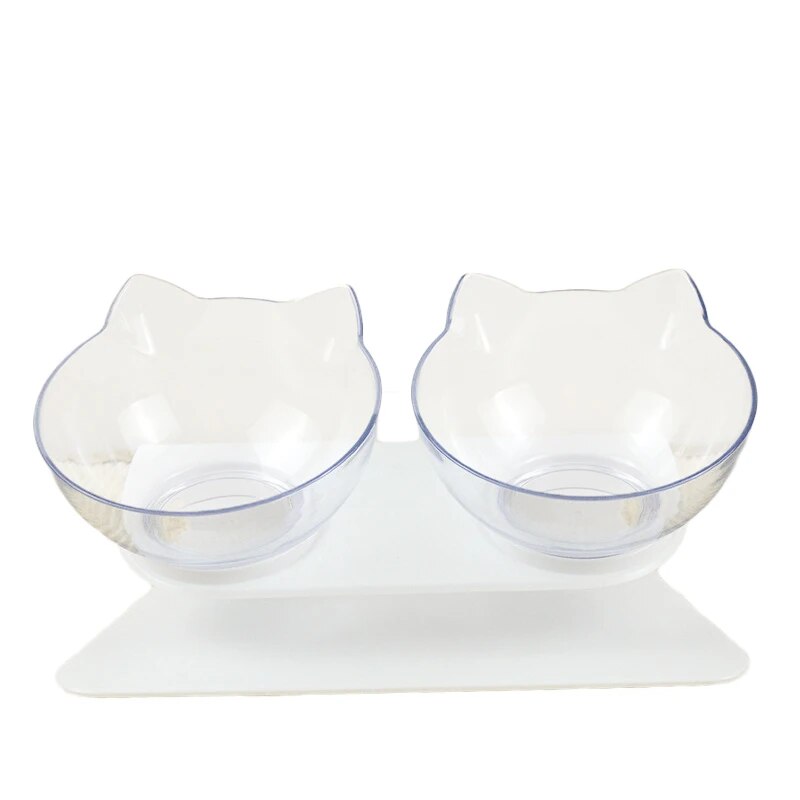 Raised cat bowls with stand for easy eating