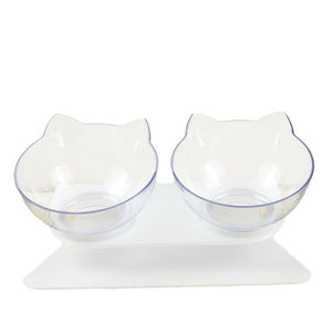Raised cat bowls with stand for easy eating