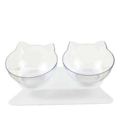 Raised cat bowls with stand for easy eating