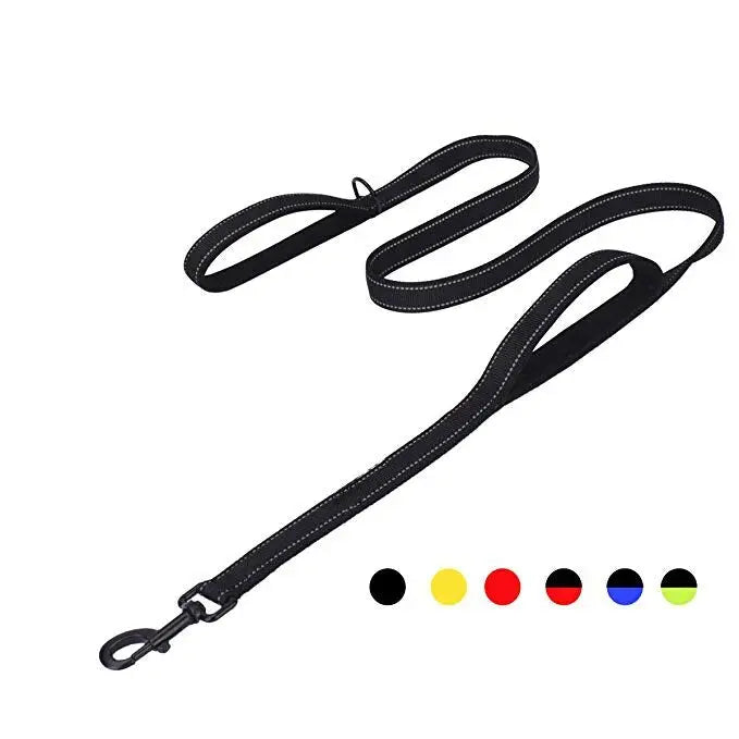 Extra-strong dog leash with dual grip handles for training and walking.

