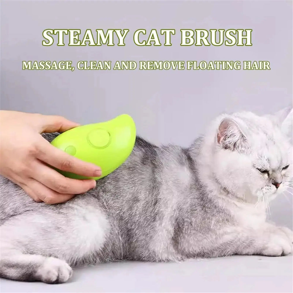 Gentle steam pet brush for soft and shiny coats