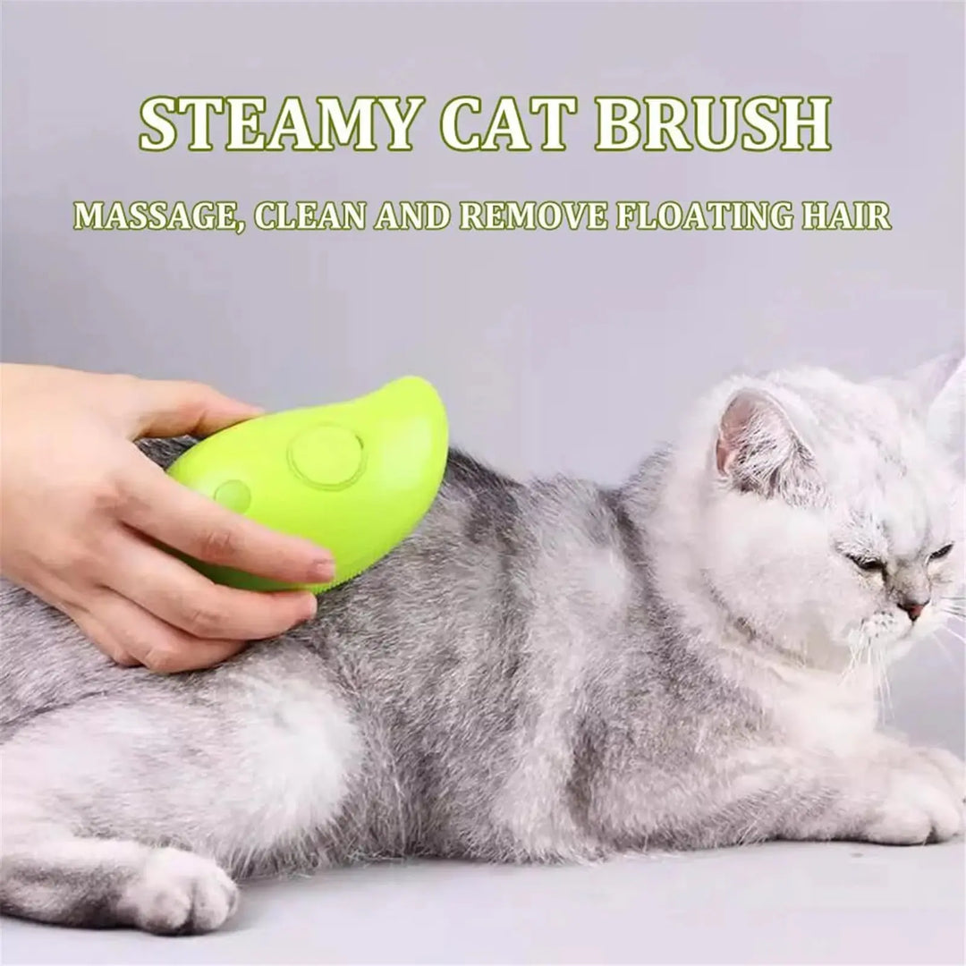 Gentle steam pet brush for soft and shiny coats