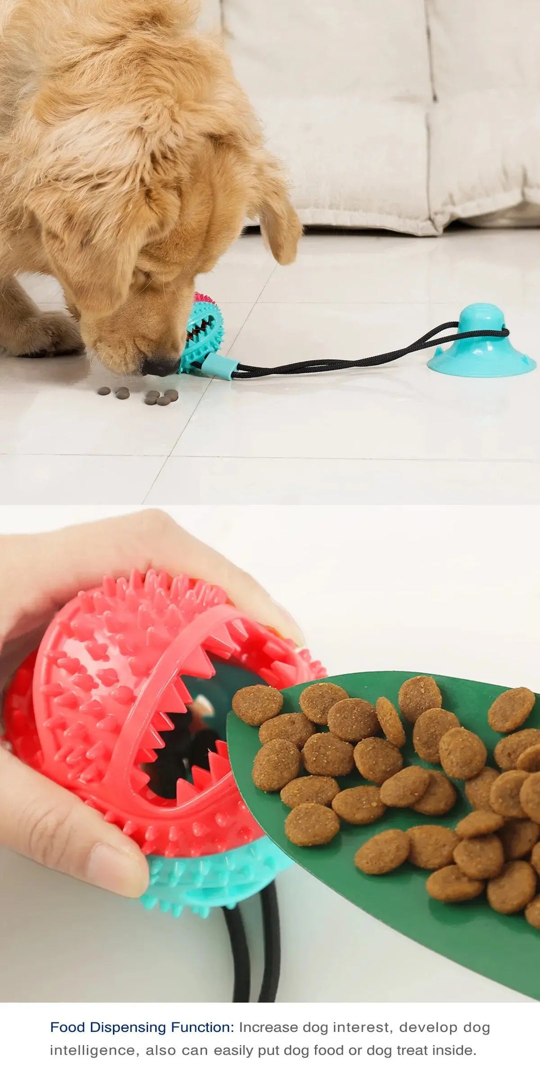 dog tug toy that holds food for interactive chewing