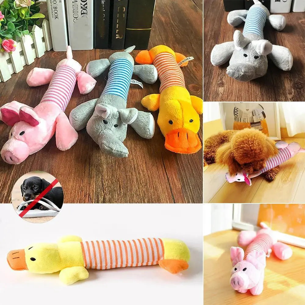 Squeaky plush dog toy for fun indoor play sessions