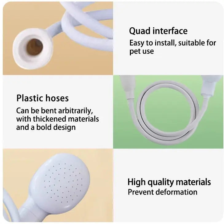 High-quality pet bath spray with quad interface for versatile and gentle rinsing