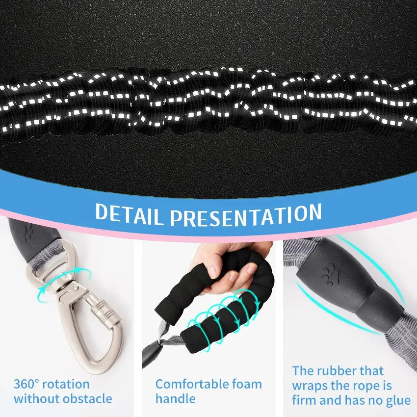 Lightweight leash with full-length reflective detail