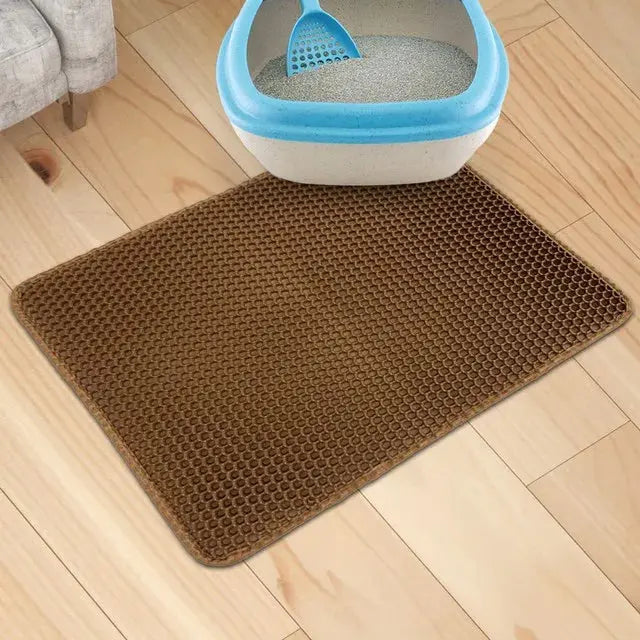 Large litter mat for cats, perfect for all litter boxes.