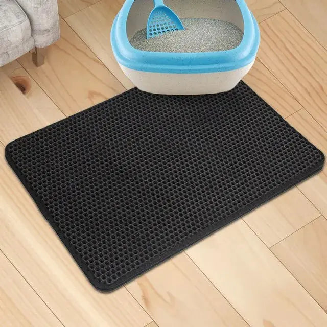Large( black) litter mat for cats, perfect for all litter boxes.