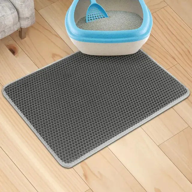 Large( gray) litter mat for cats, perfect for all litter boxes.
