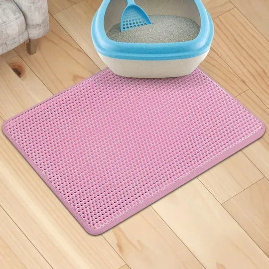 Large( pink) litter mat for cats, perfect for all litter boxes.