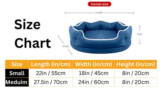 Memory foam pet bed size chart for all dog breeds
