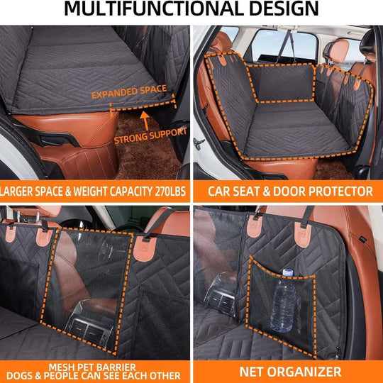 Convertible hard-bottom dog car hammock with multifunction design for seat cover, hammock mode, and cargo liner use