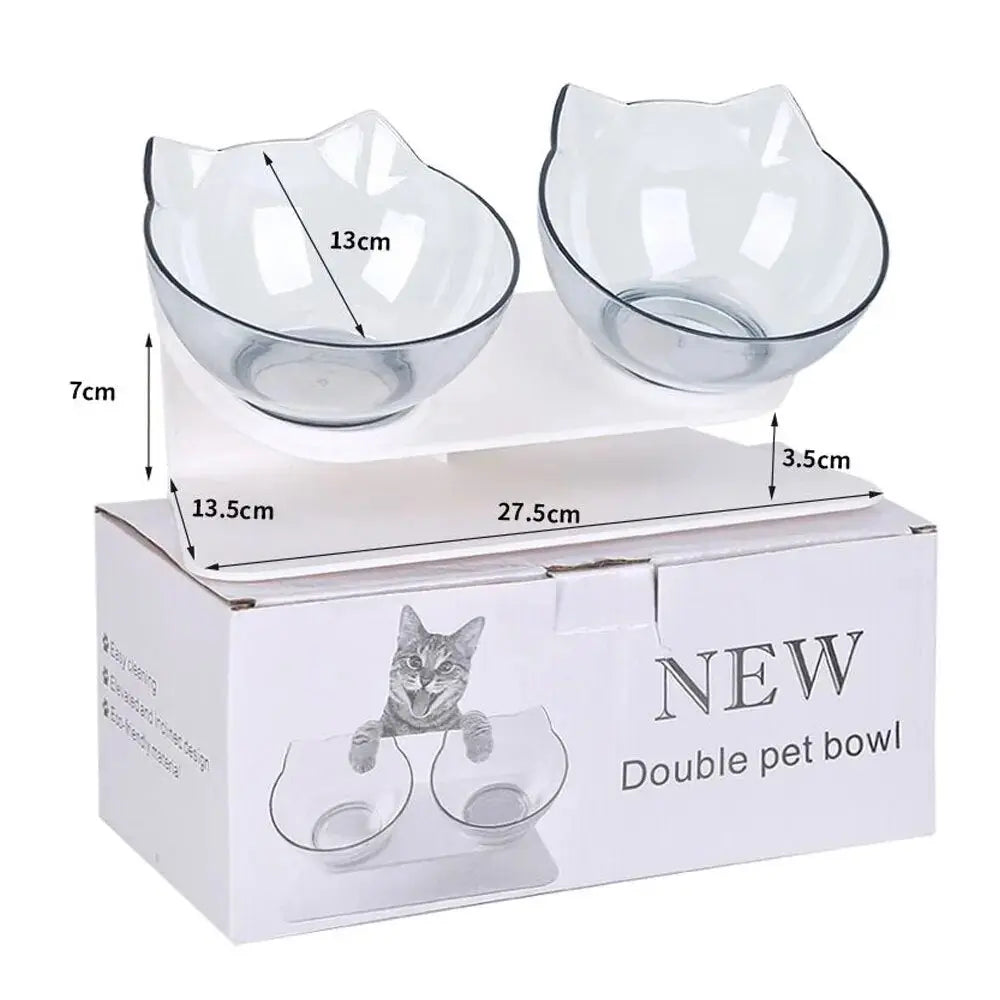 Neck-friendly elevated feeding bowls for cats