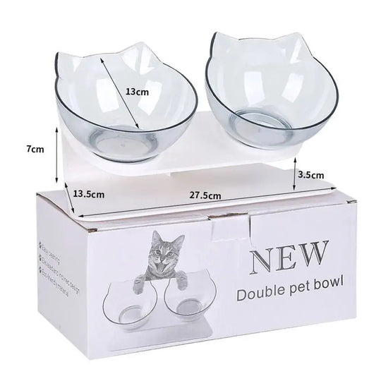Neck-friendly elevated feeding bowls for cats