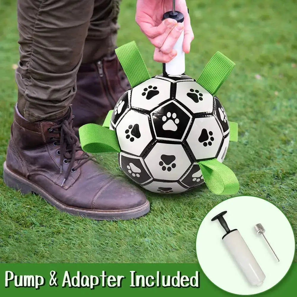 Dog soccer ball with pump and adaptor included