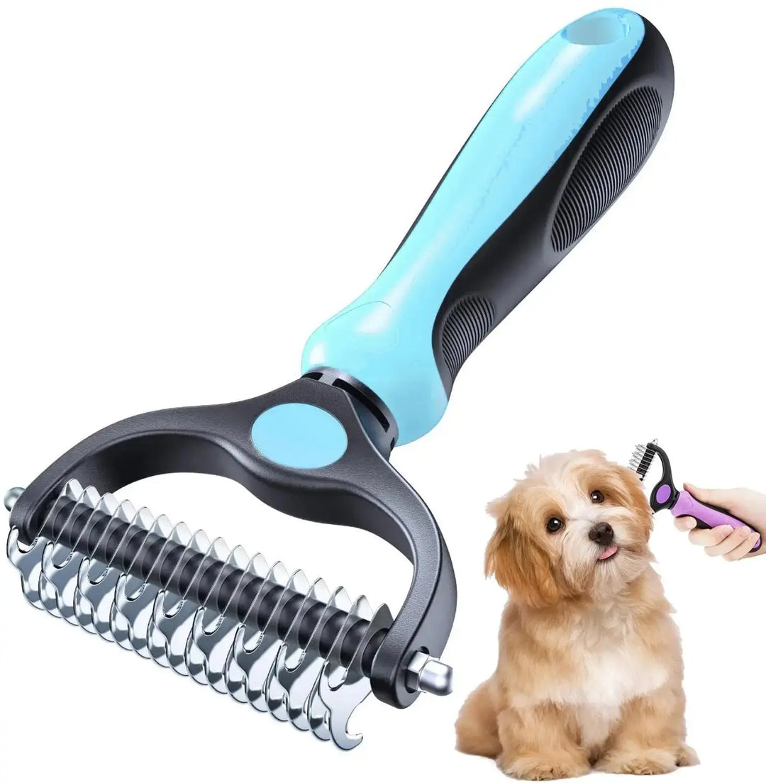 Double brush for dog grooming