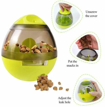 dog treat puzzle feeder with easy snap-together assembly