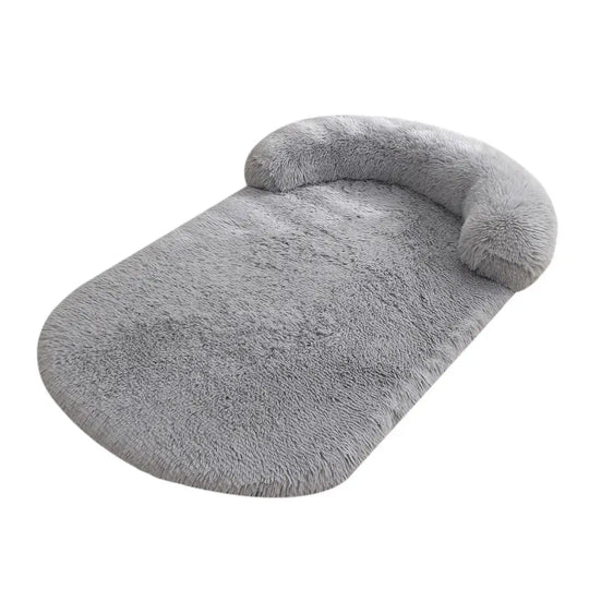 Light gray plush dog mat for soft, comfortable, everyday pet rest