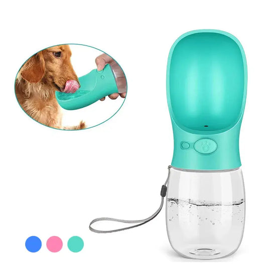 Portable dog water bottle for travel and outdoor walks.