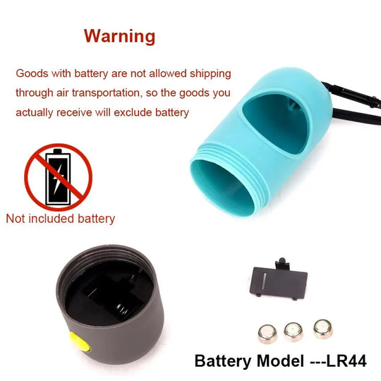 Portable dog waste bag holder featuring a bright LED flashlight.

