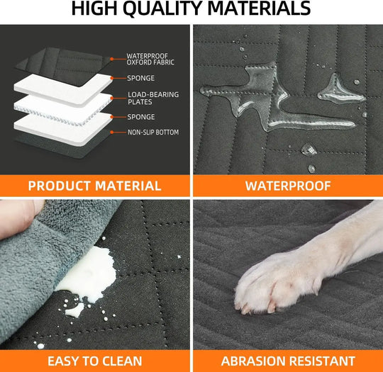 Hard-bottom dog car hammock made with high-quality, durable, and waterproof materials for long-lasting use