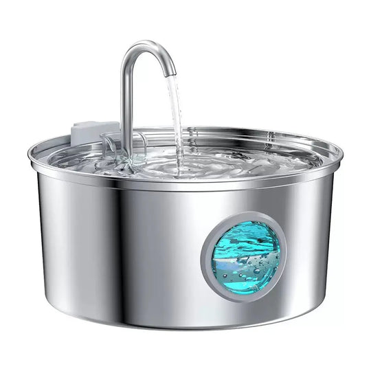Stainless steel water fountain for cats and dogs with continuous flow for clean hydration
