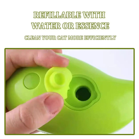 Refillable steam brush for dog and cat coat care