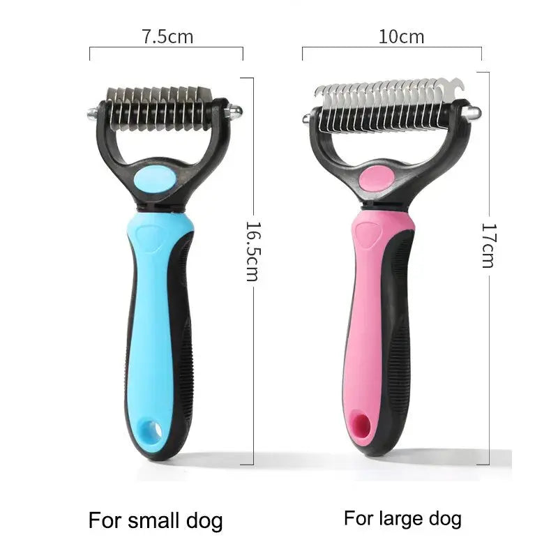 Double sided slicker and bristle brush for pet grooming