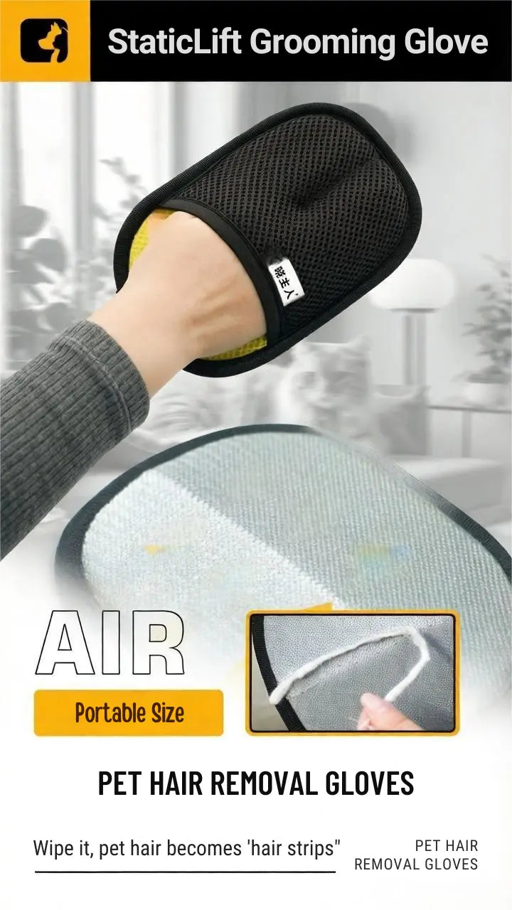 Compact and portable pet grooming glove for easy handling and on-the-go hair removal
